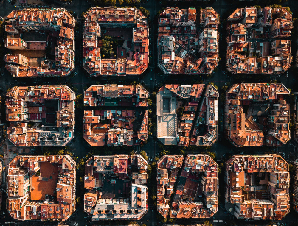 Barcelona centre vista d'ocell dels edificis